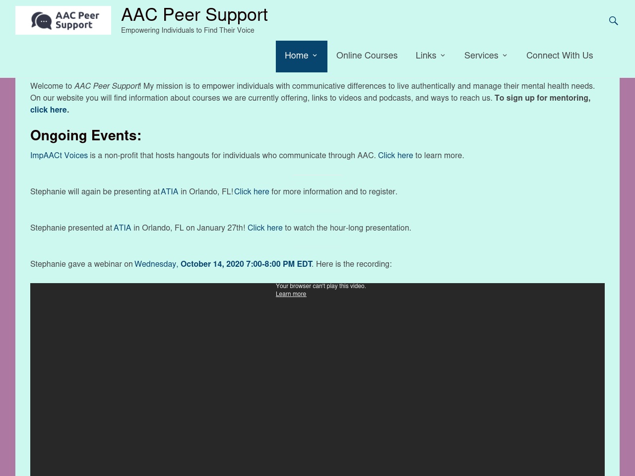 aacpeersupport.com screenshot alt-text
