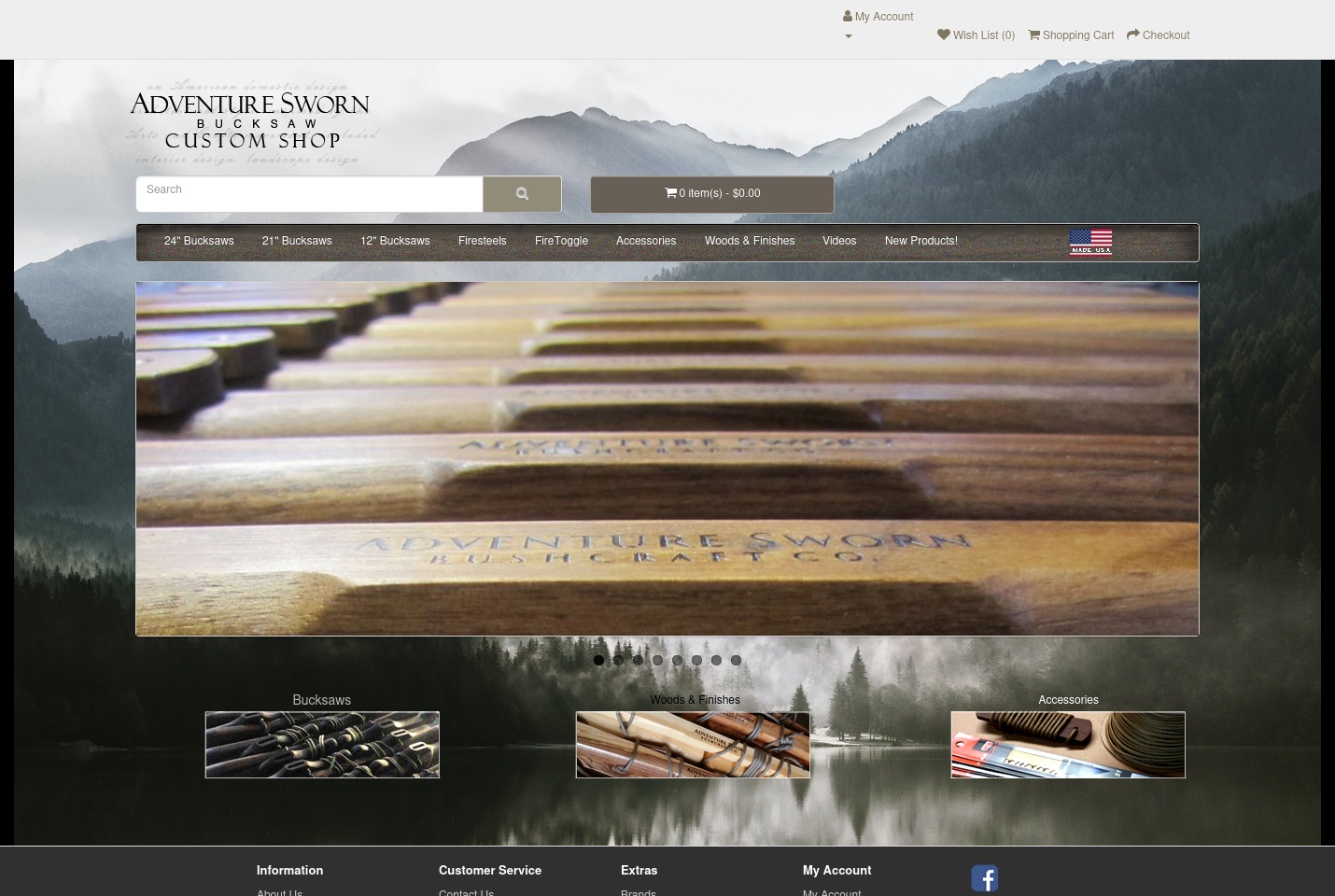 adventureswornbucksaws.com screenshot alt-text