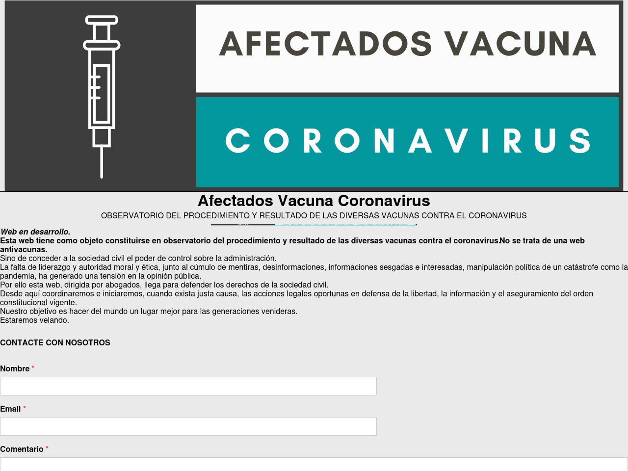 afectadosvacunacoronavirus.com screenshot alt-text
