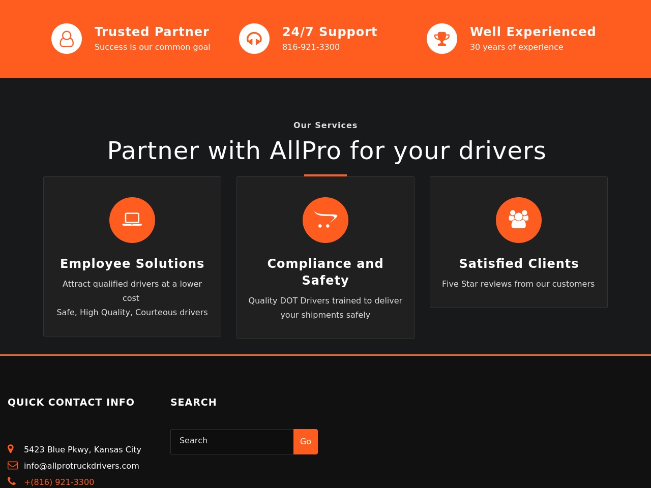 allprotruckdrivers.com screenshot alt-text