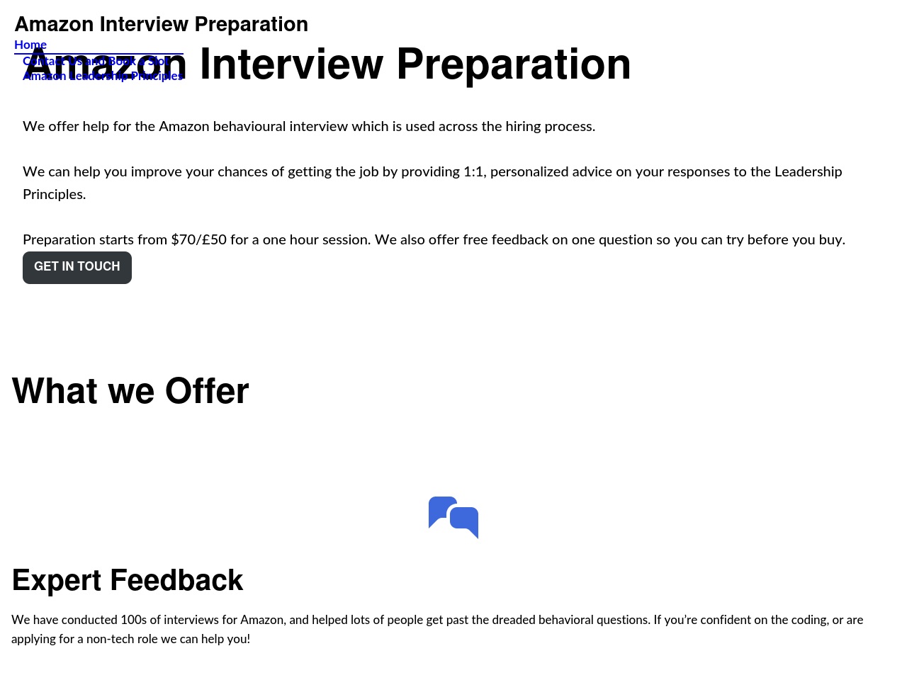amazoninterviewpreparation.com screenshot alt-text