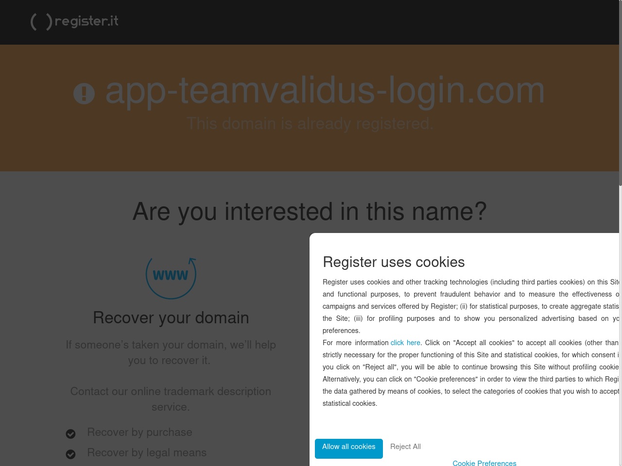 app-teamvalidus-login.com screenshot alt-text