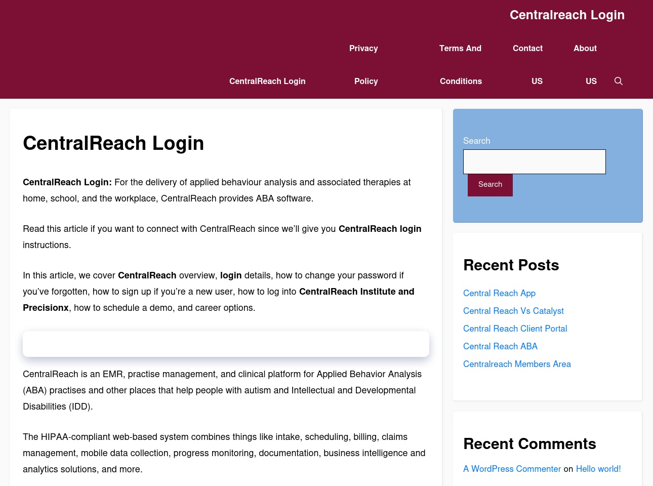 centralreach-login.info screenshot alt-text