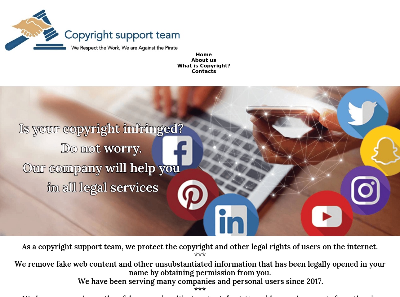 copyrightlegalsupport.com screenshot alt-text