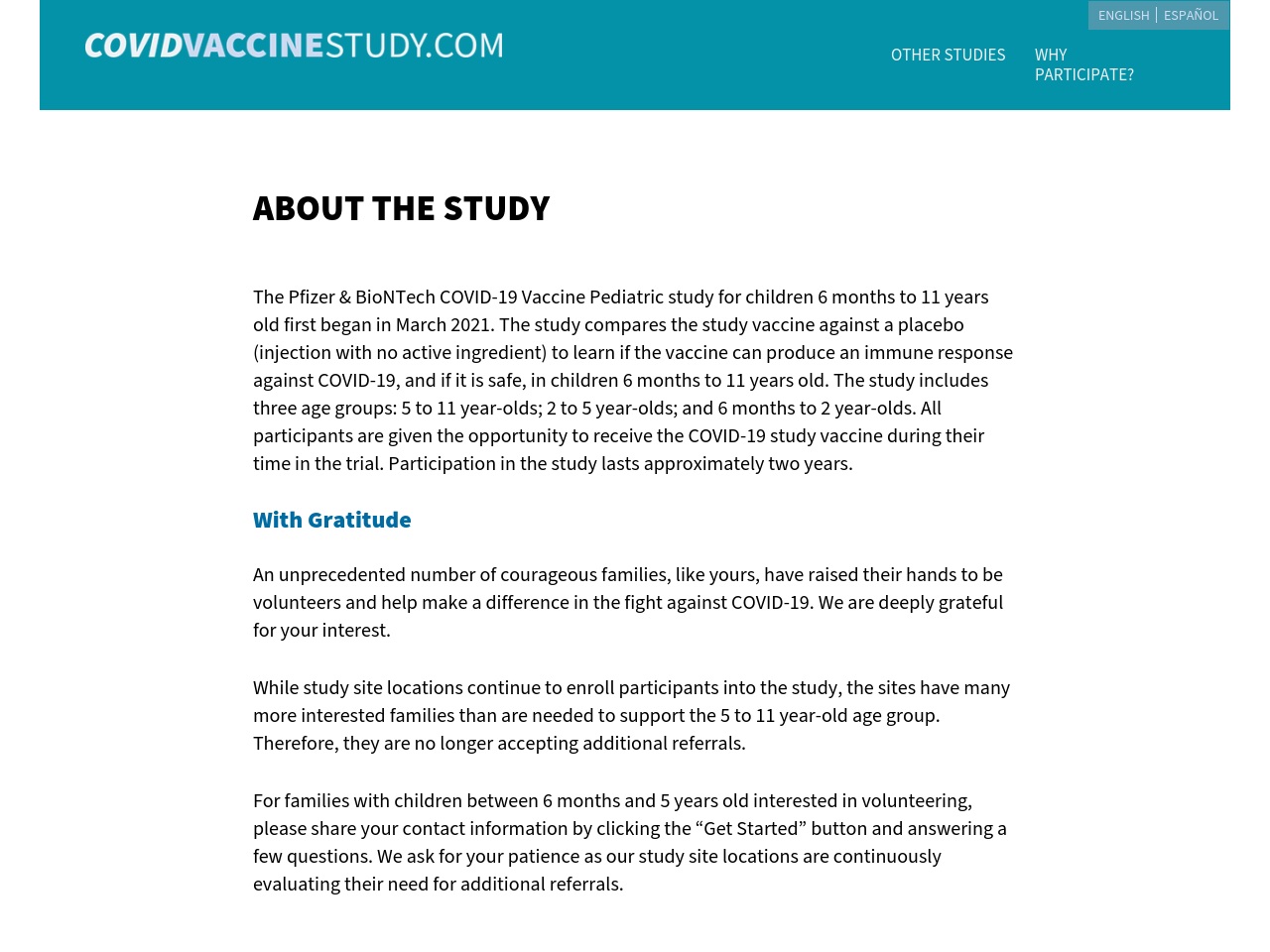covidkidsstudy.com screenshot alt-text