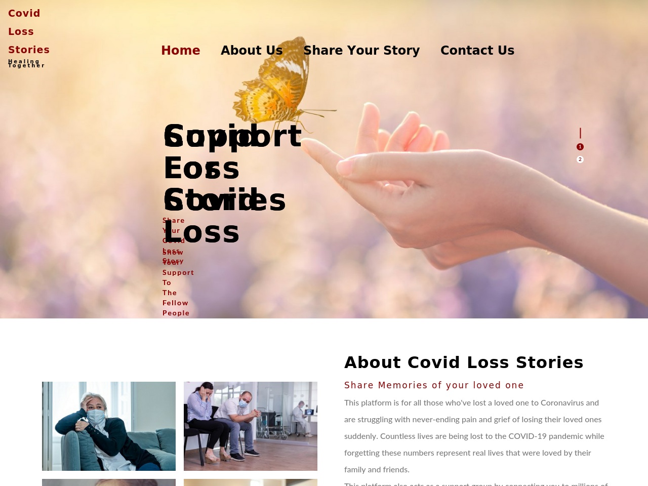 covidlossstories.com screenshot alt-text