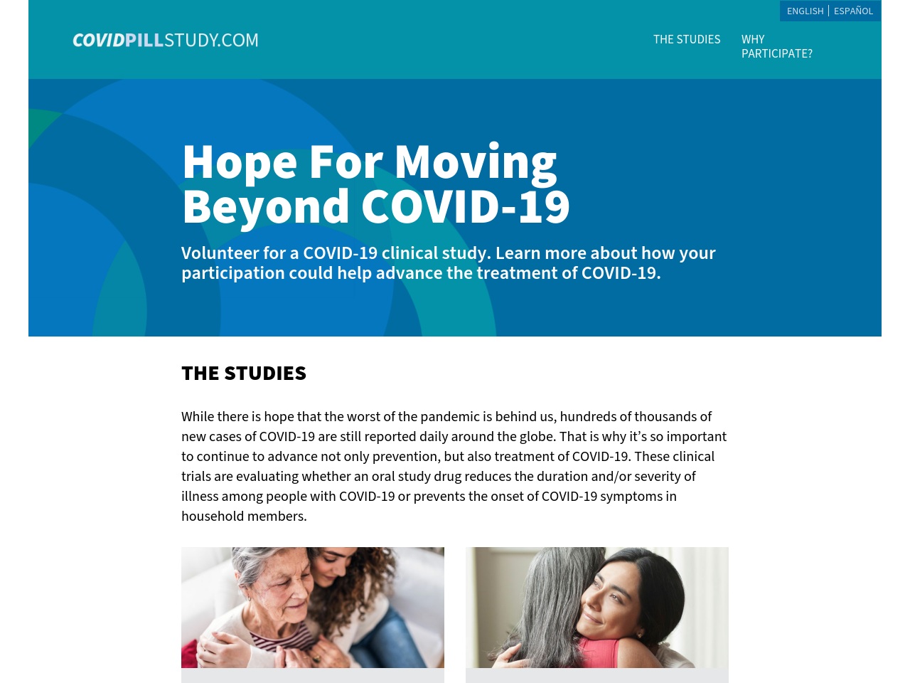 covidpillstudy.com screenshot alt-text