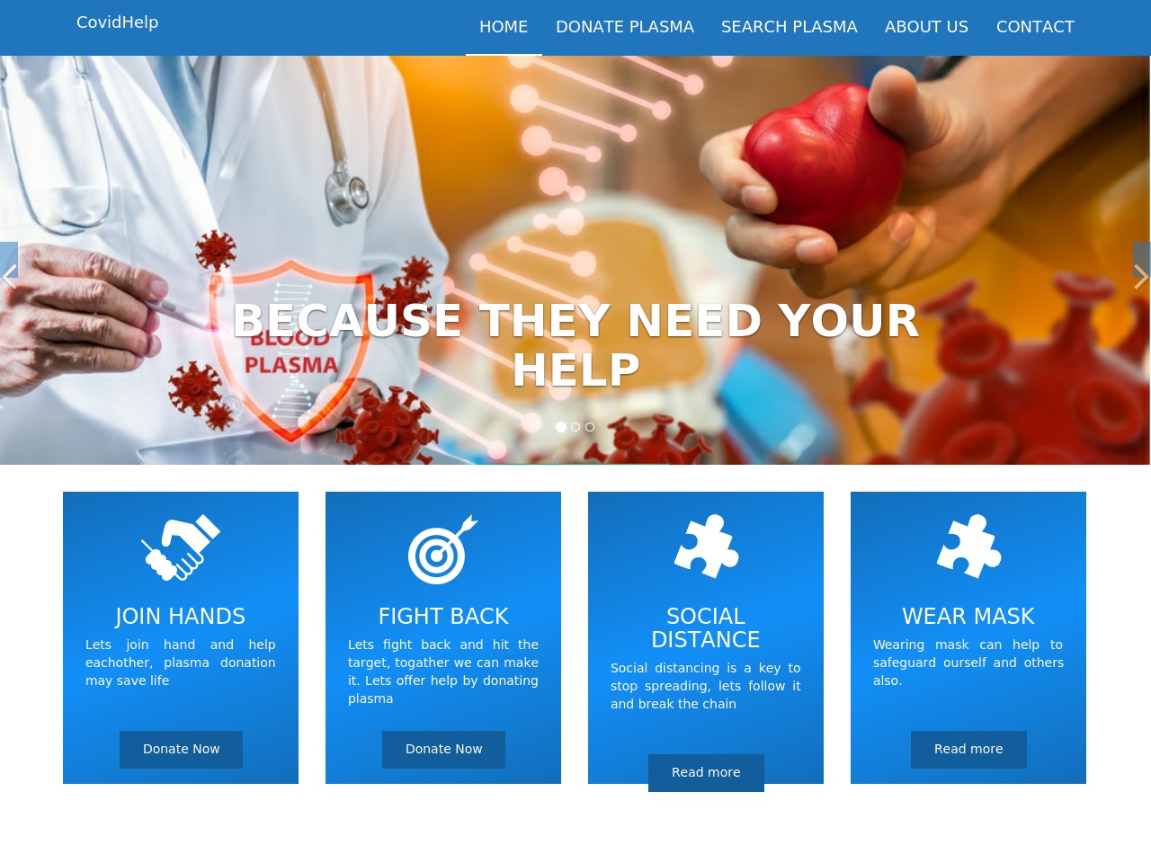 covidplasmahelp.com screenshot alt-text