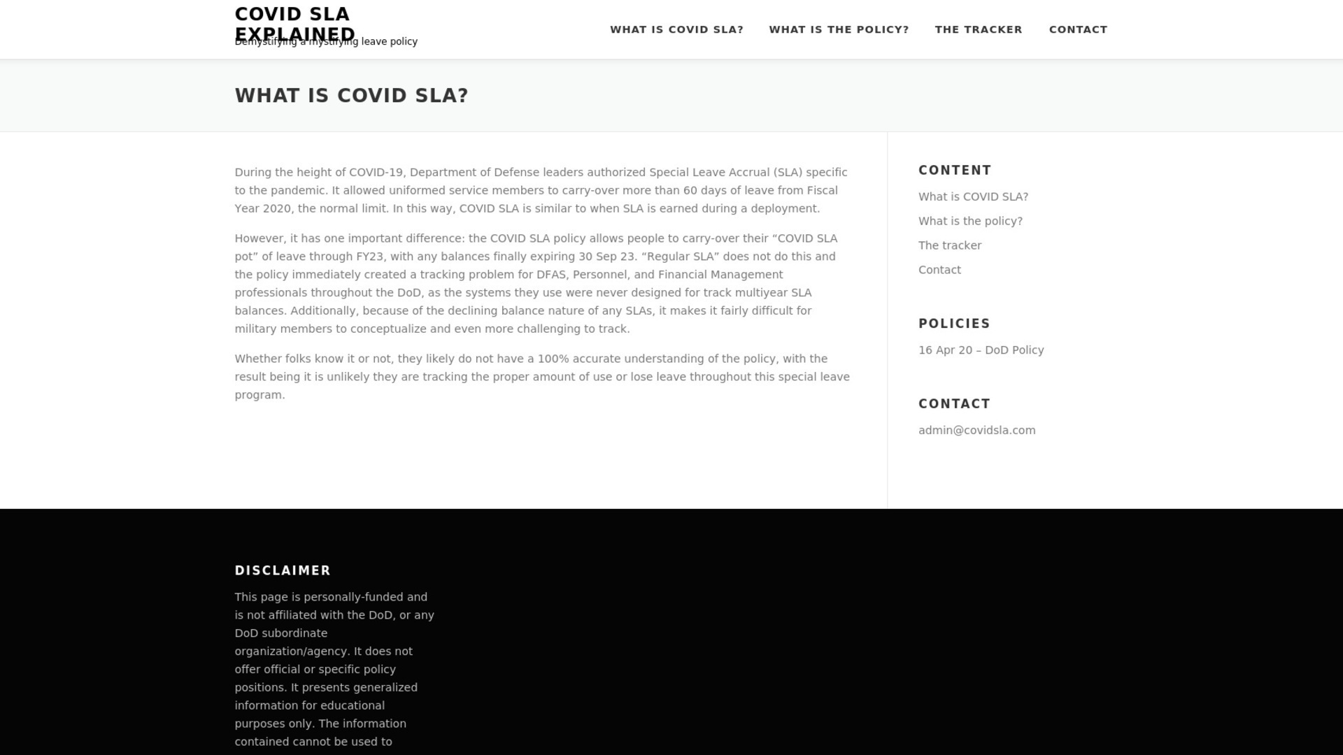 covidsla.com screenshot alt-text