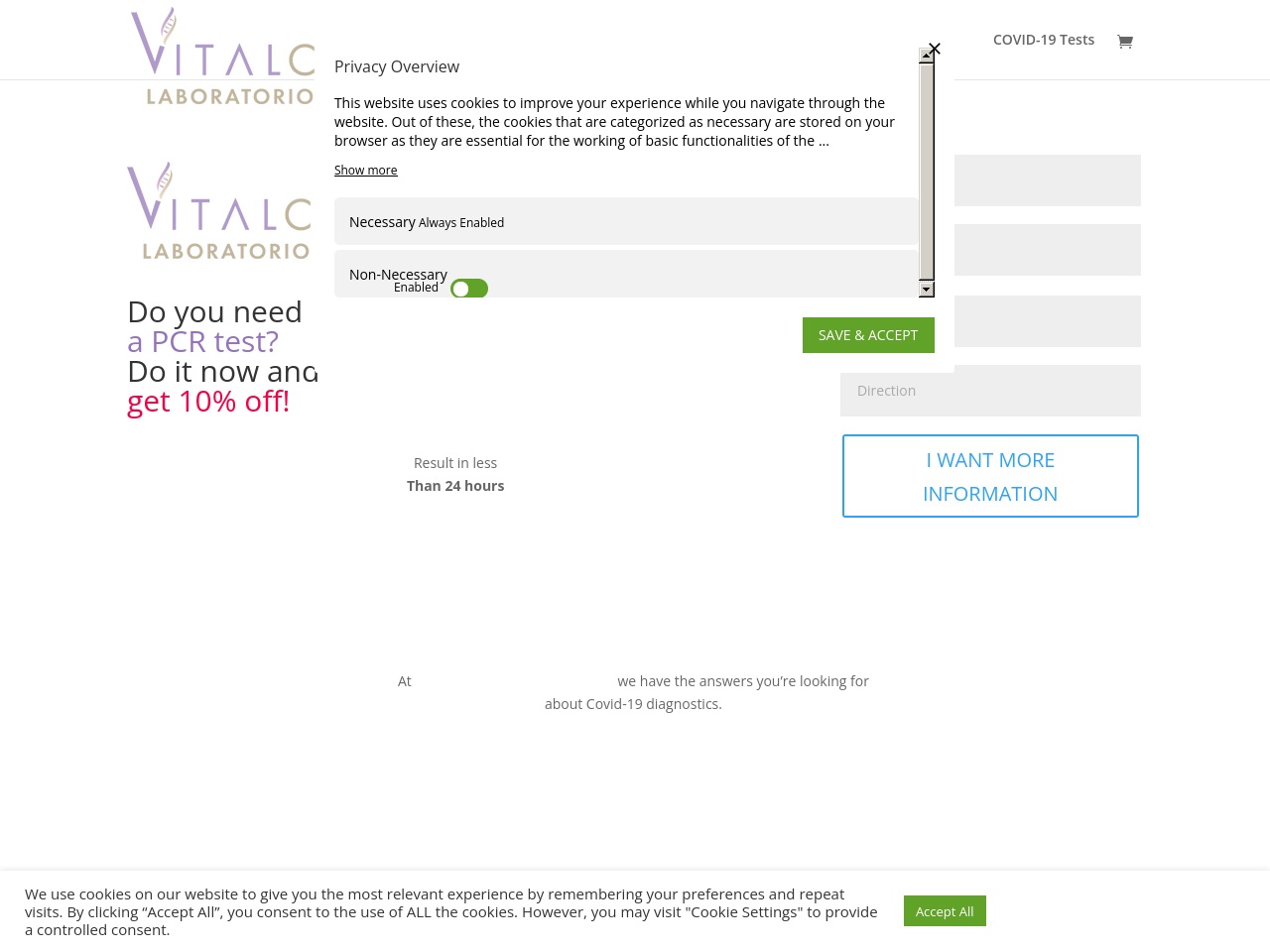 covidtestlabvitalcare.com screenshot alt-text