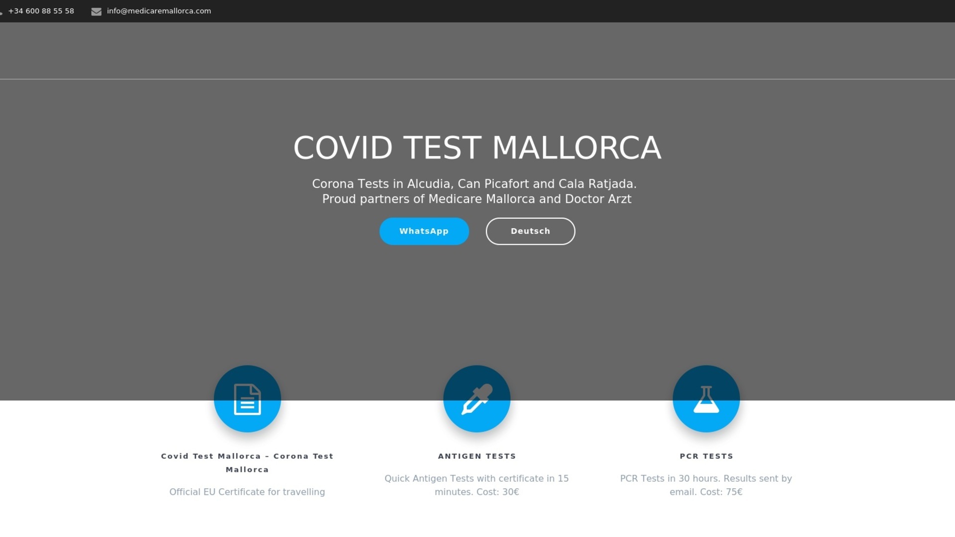 covidtestmallorca.com screenshot alt-text