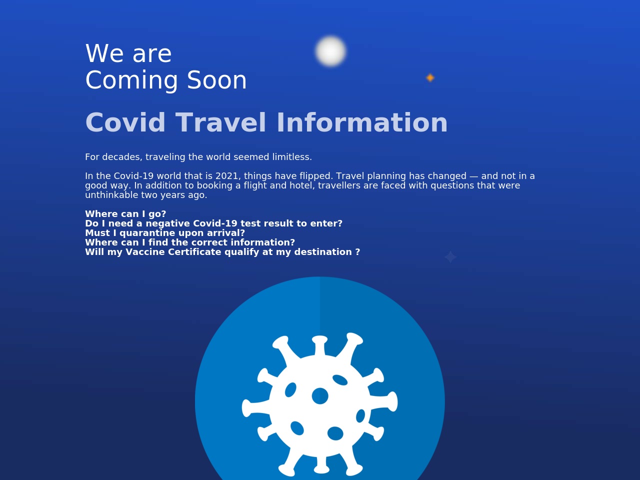 covidtravelinfo.com screenshot alt-text