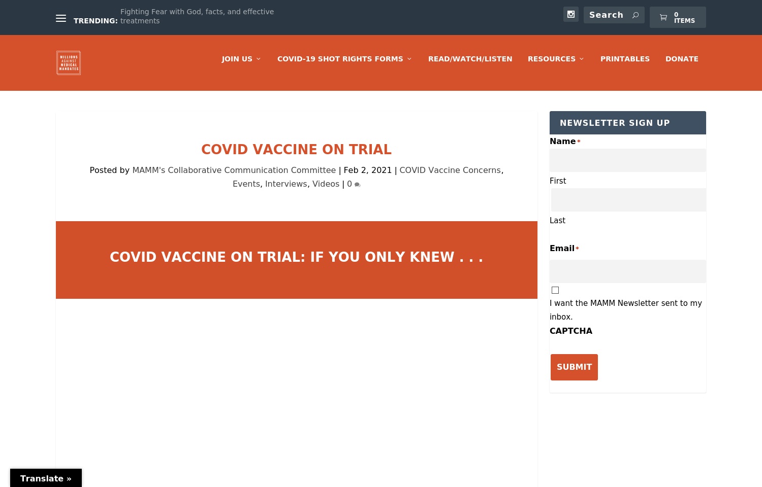 covidvaccineontrial.com screenshot alt-text