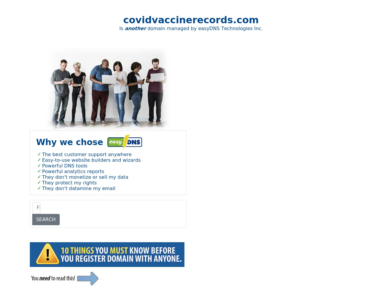 covidvaccinerecords.com screenshot alt-text