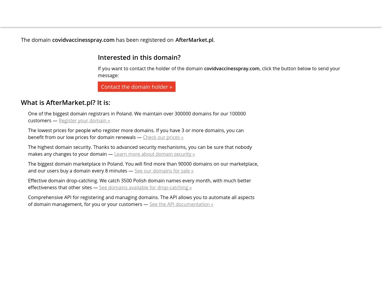 covidvaccinesspray.com screenshot alt-text