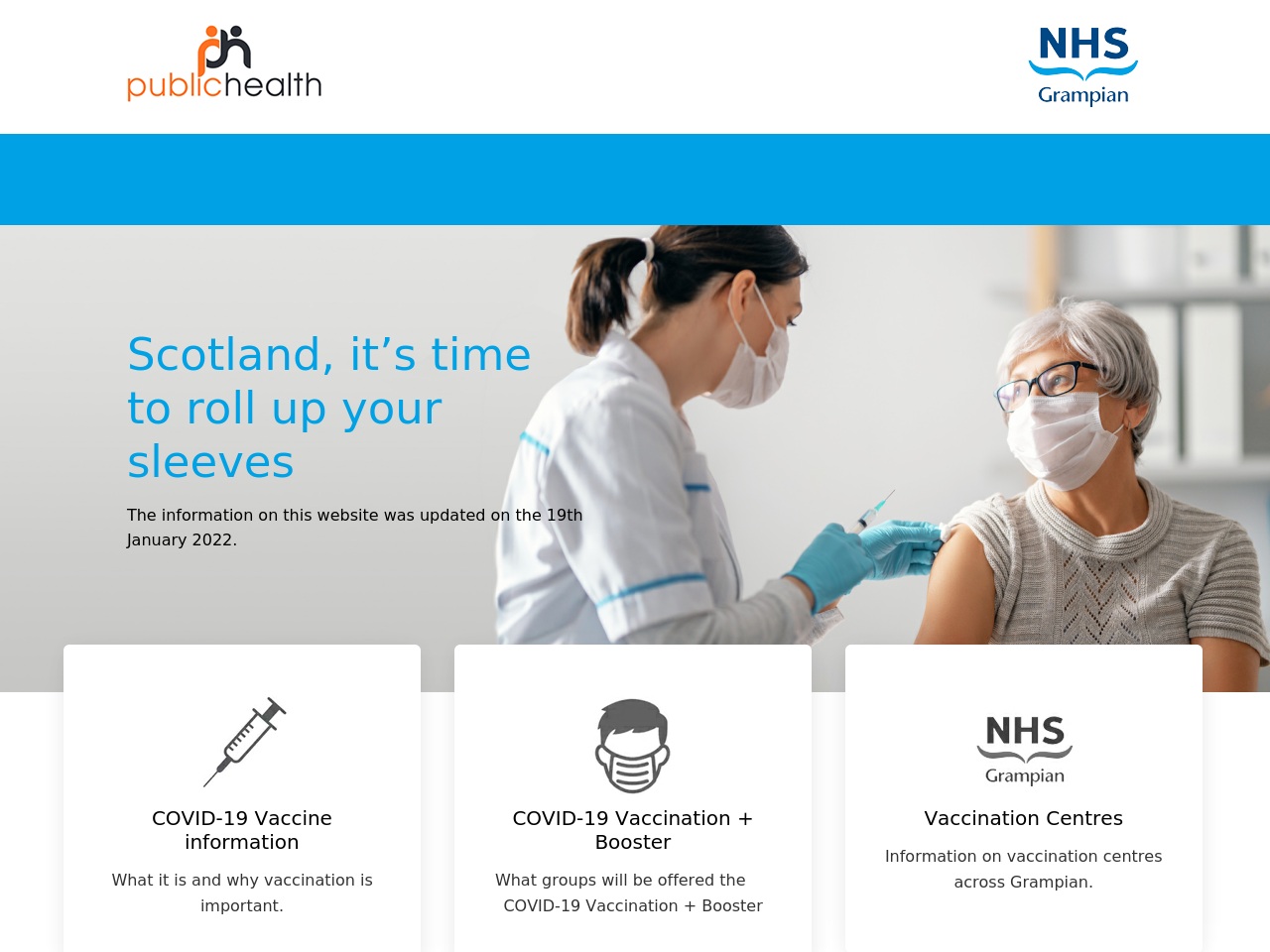 covidvaxgrampian.com screenshot alt-text