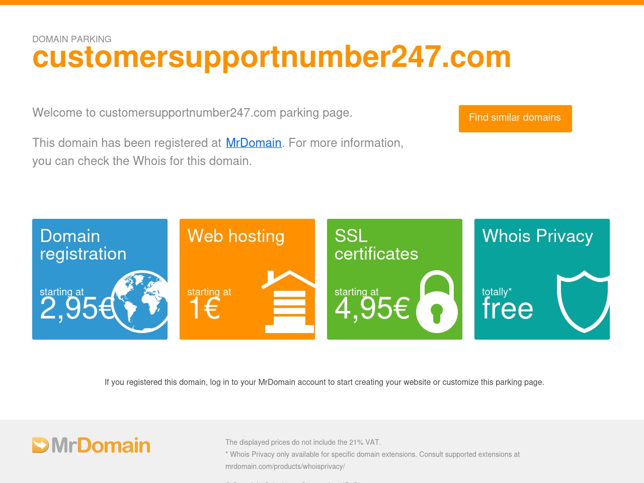 customersupportnumber247.com screenshot alt-text