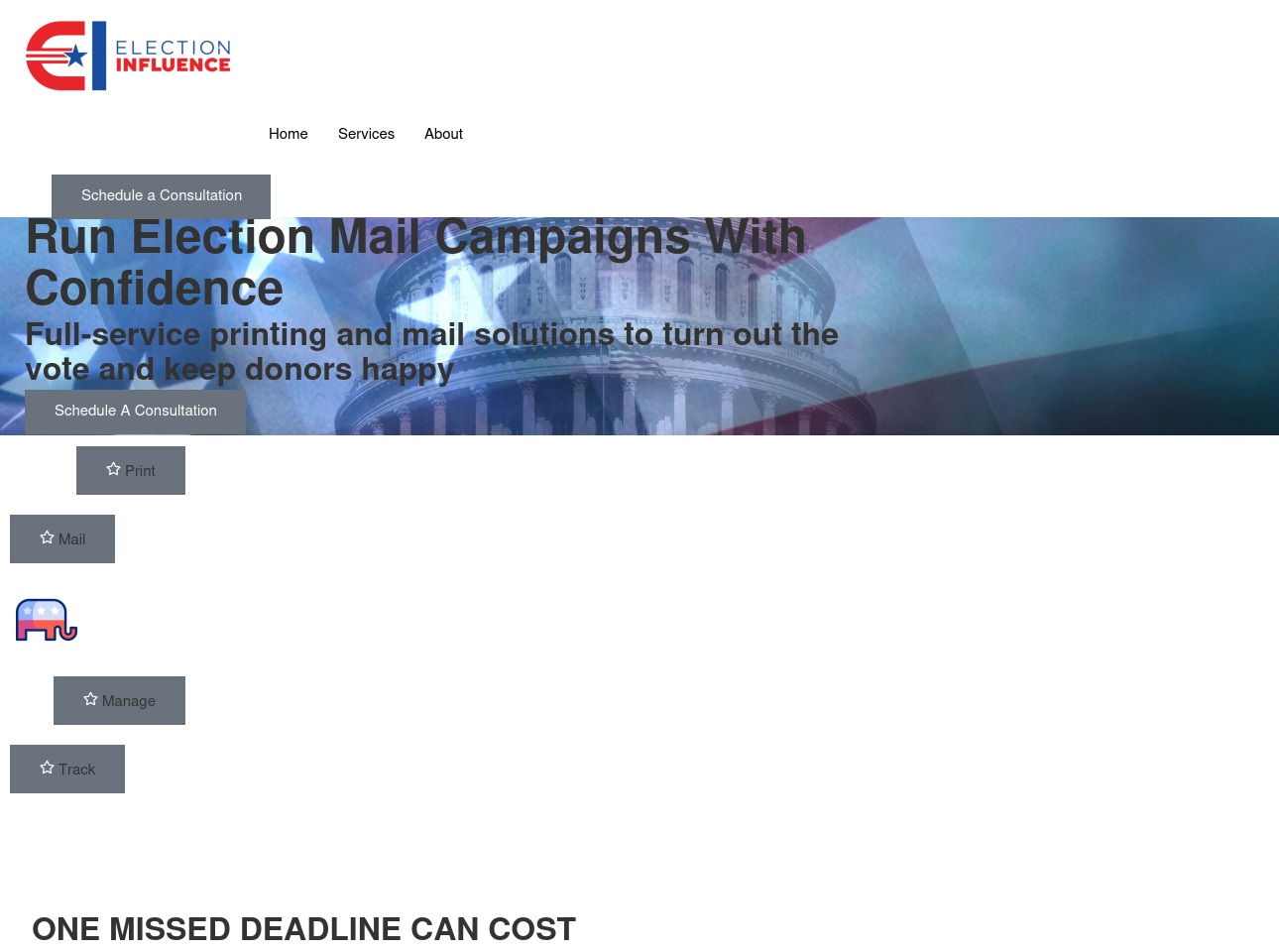 electioninfluence.com screenshot alt-text