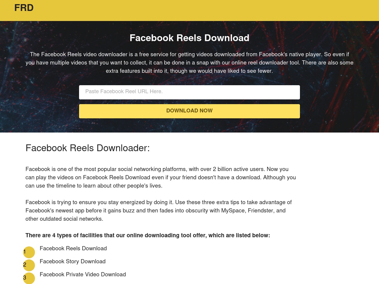 facebookreelsdownload.com screenshot alt-text