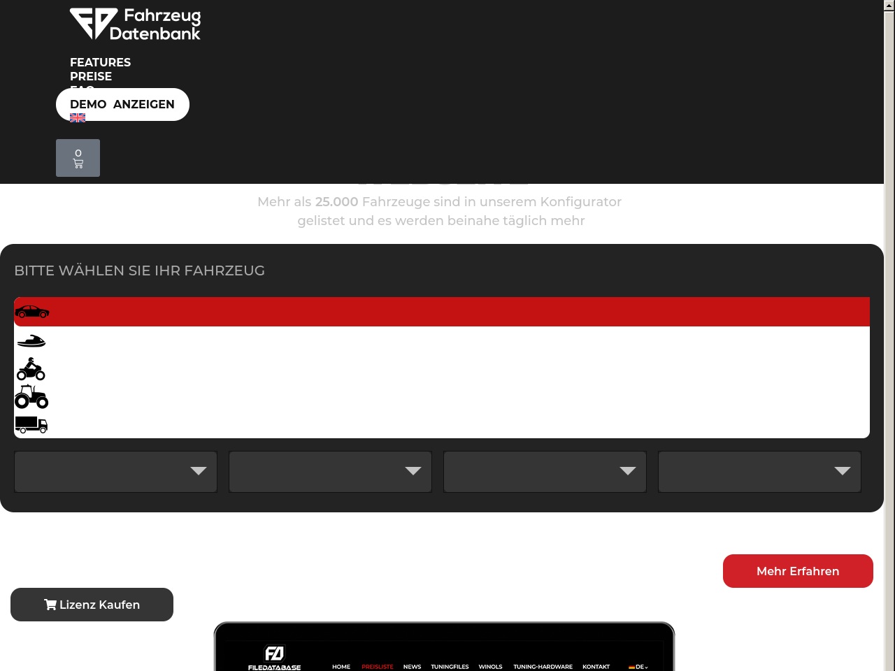 fahrzeugdatenbank.com screenshot alt-text