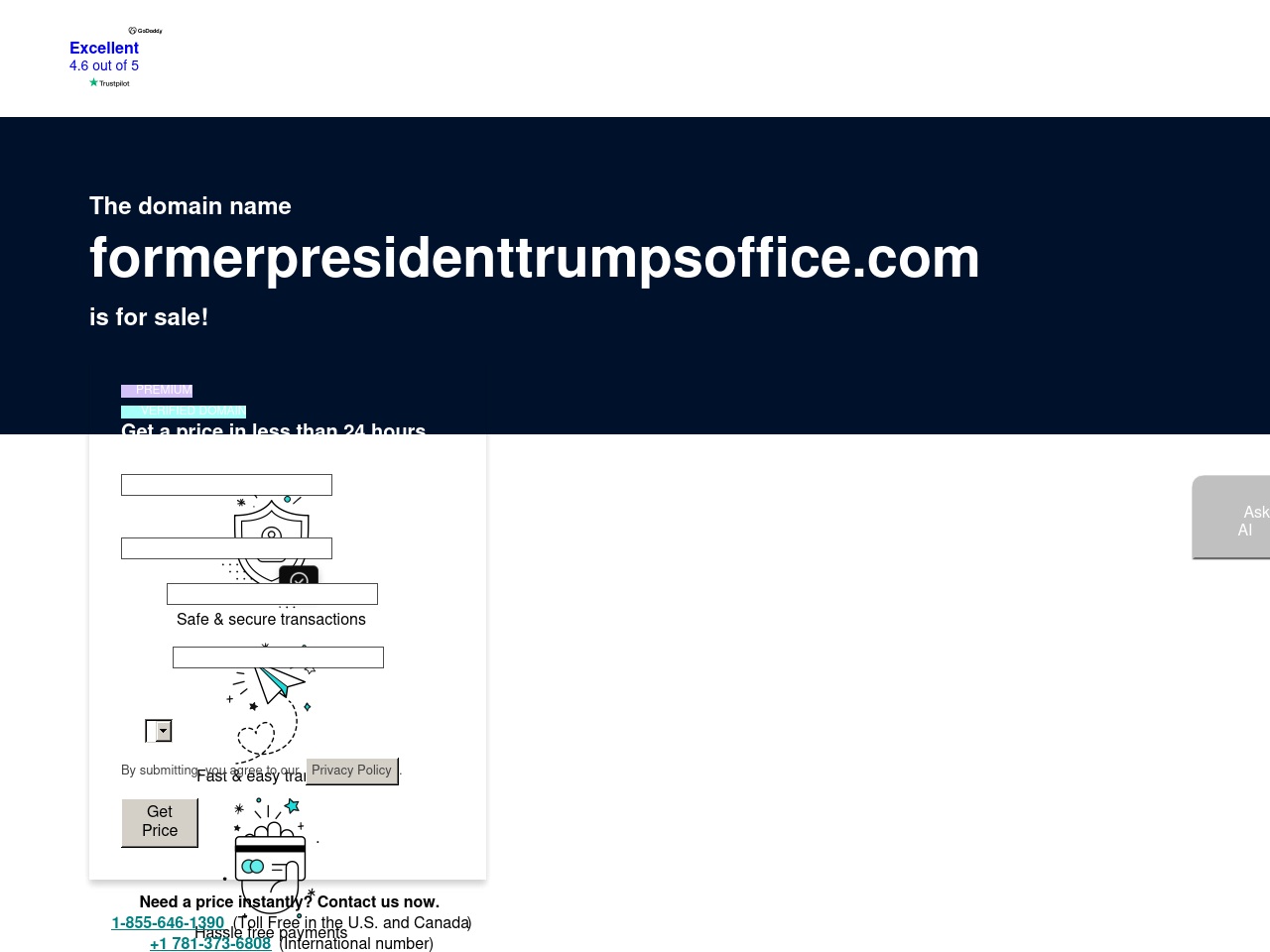 formerpresidenttrumpsoffice.com screenshot alt-text