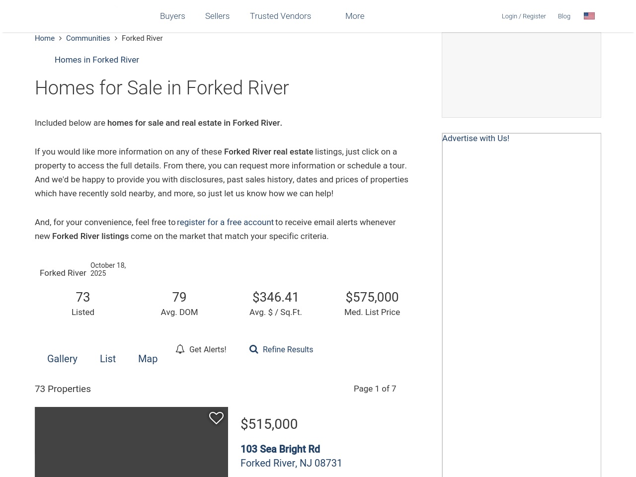 homesinforkedriver.com screenshot alt-text