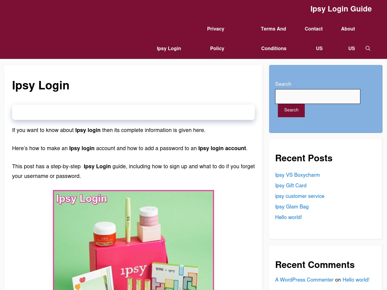 ipsy-login.info screenshot alt-text