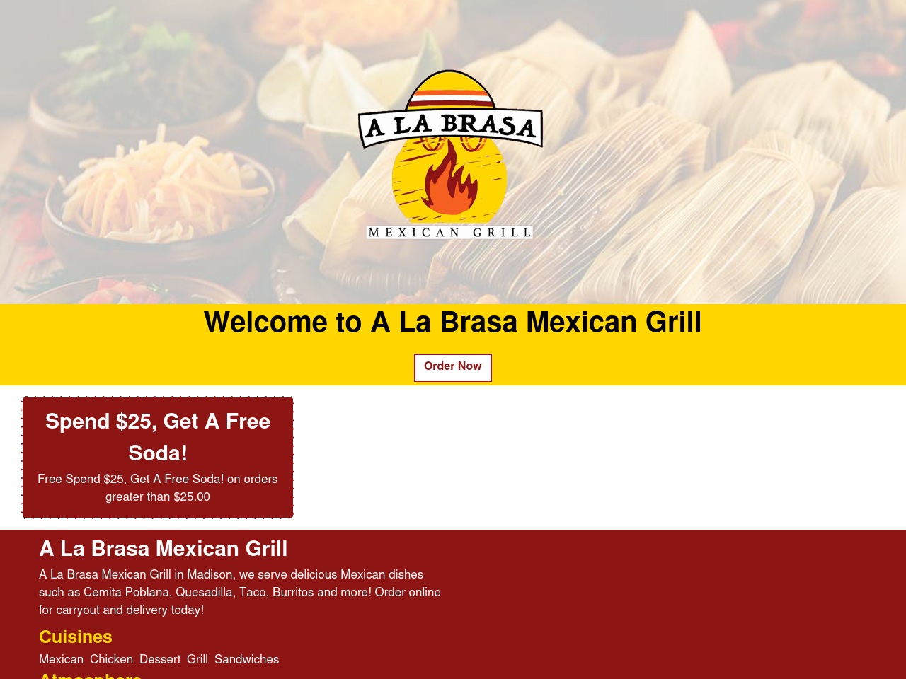 orderalabrasamexicangrill.com screenshot alt-text