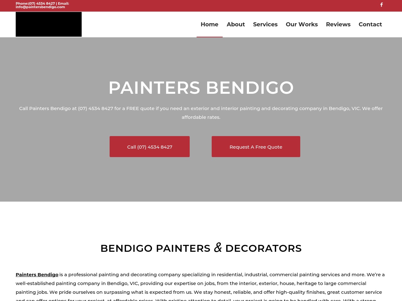 paintersbendigo.com screenshot alt-text