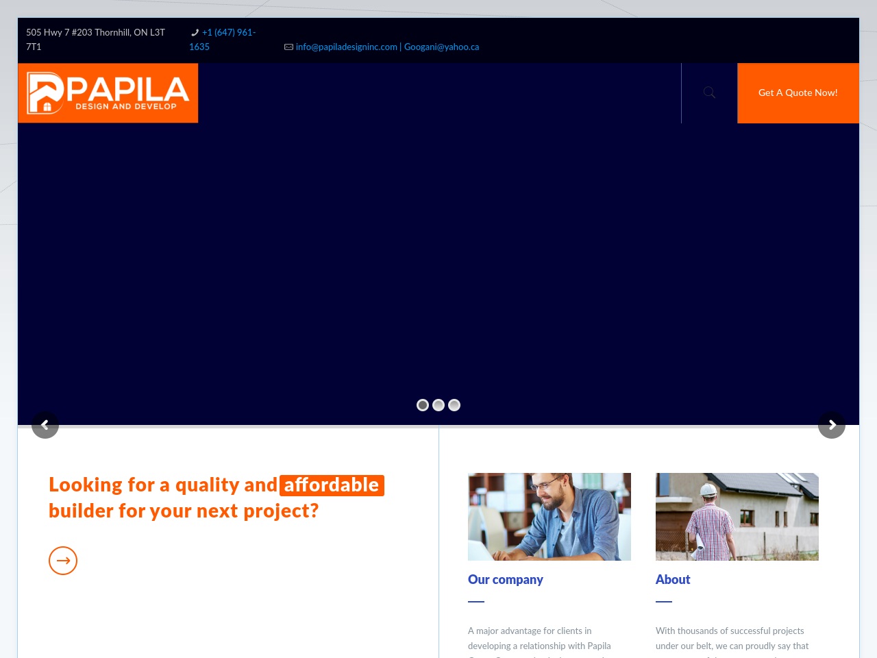 papiladesigninc.com screenshot alt-text