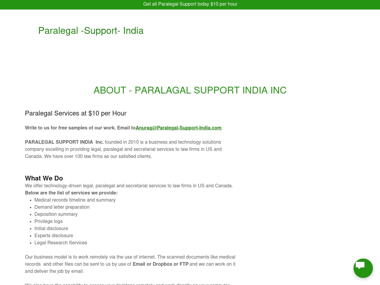 paralegal-support-india.com screenshot alt-text