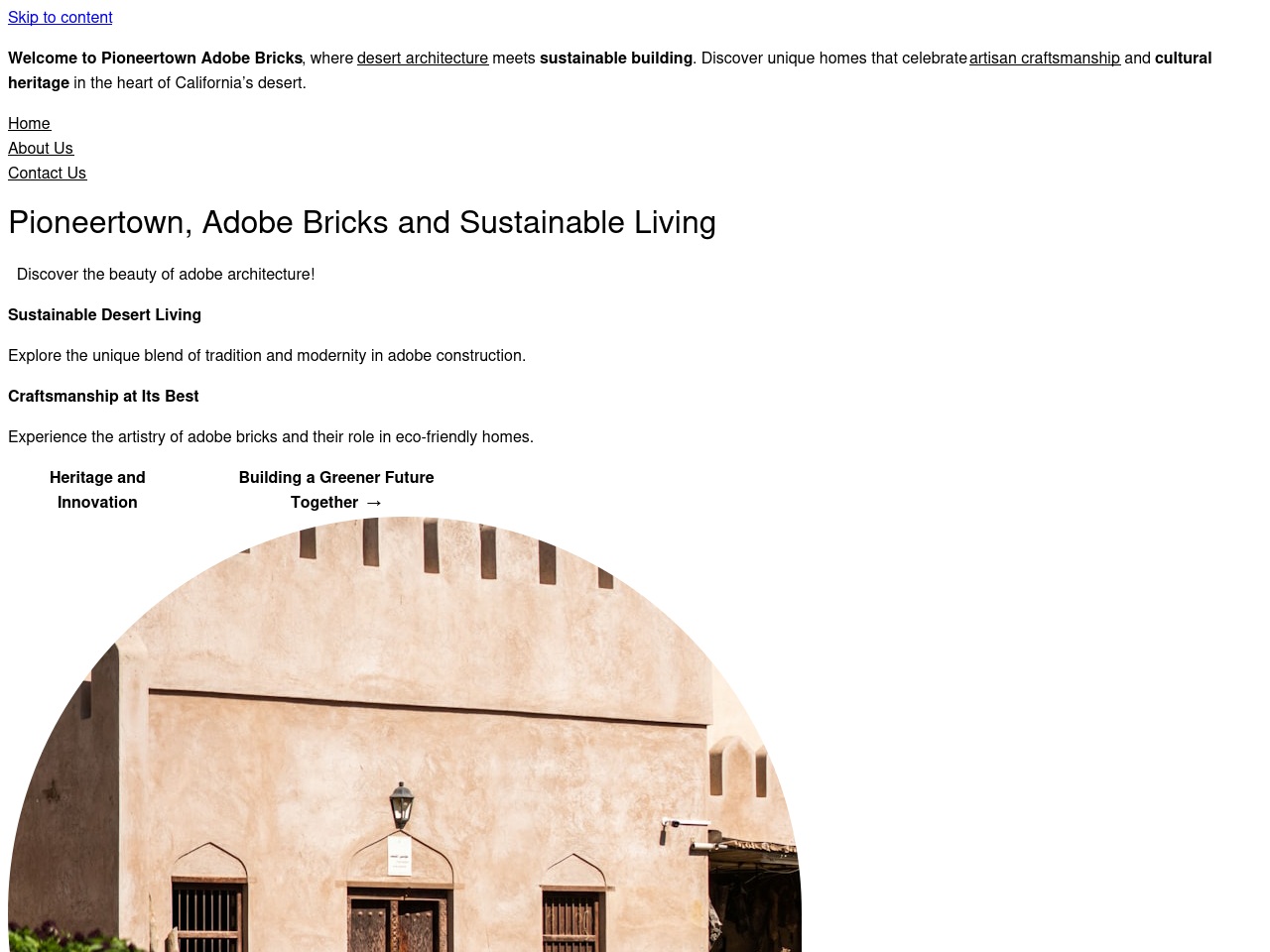 pioneertownadobebrick.com screenshot alt-text