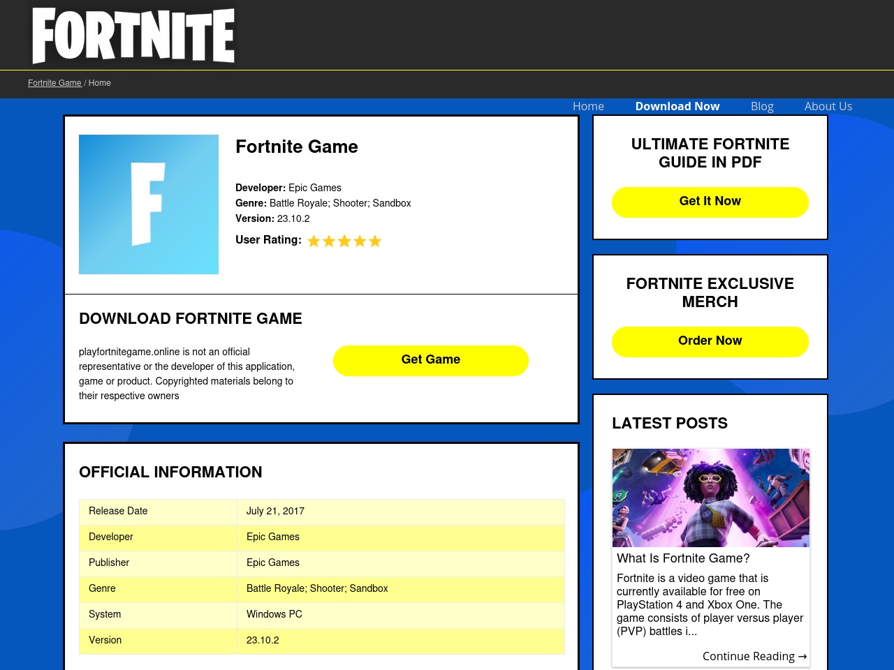 playfortnitegame.online screenshot alt-text