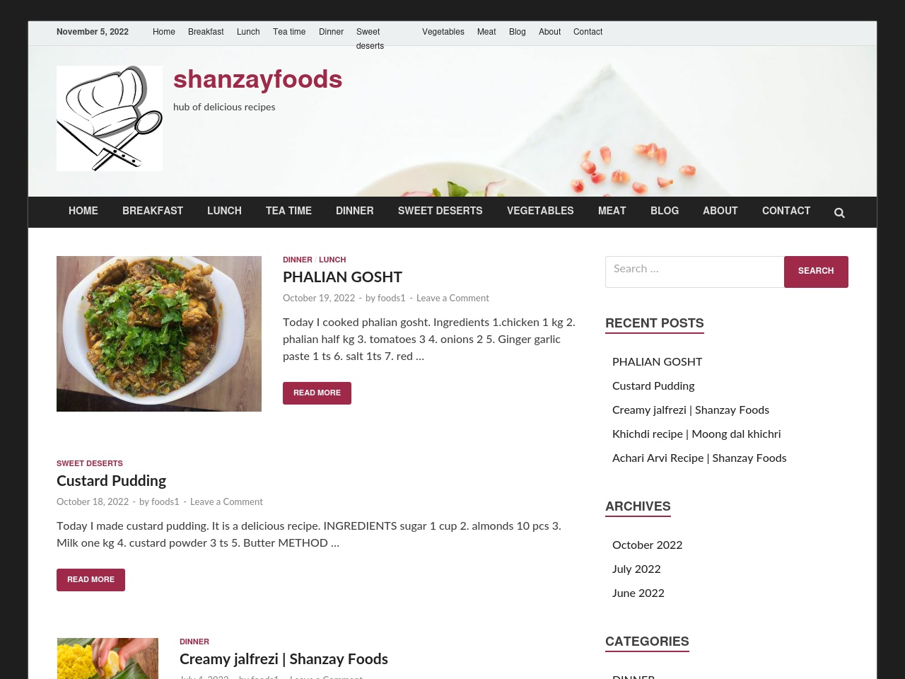 shanzayfoods.com screenshot alt-text
