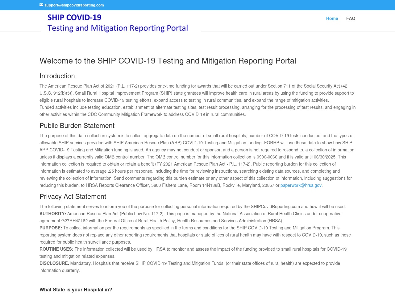 shipcovidreporting.com screenshot alt-text