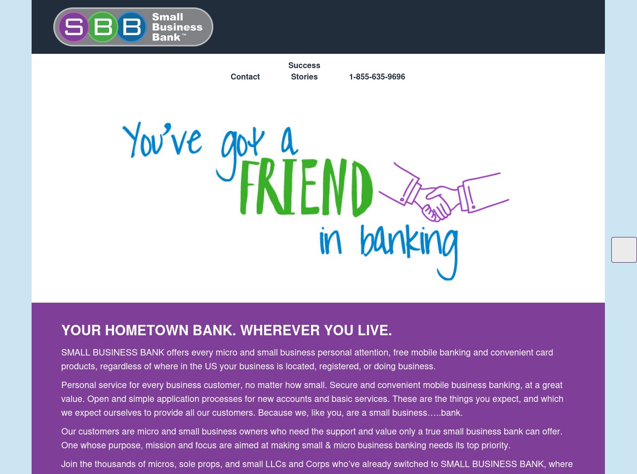 smalbusinessbank.com screenshot alt-text