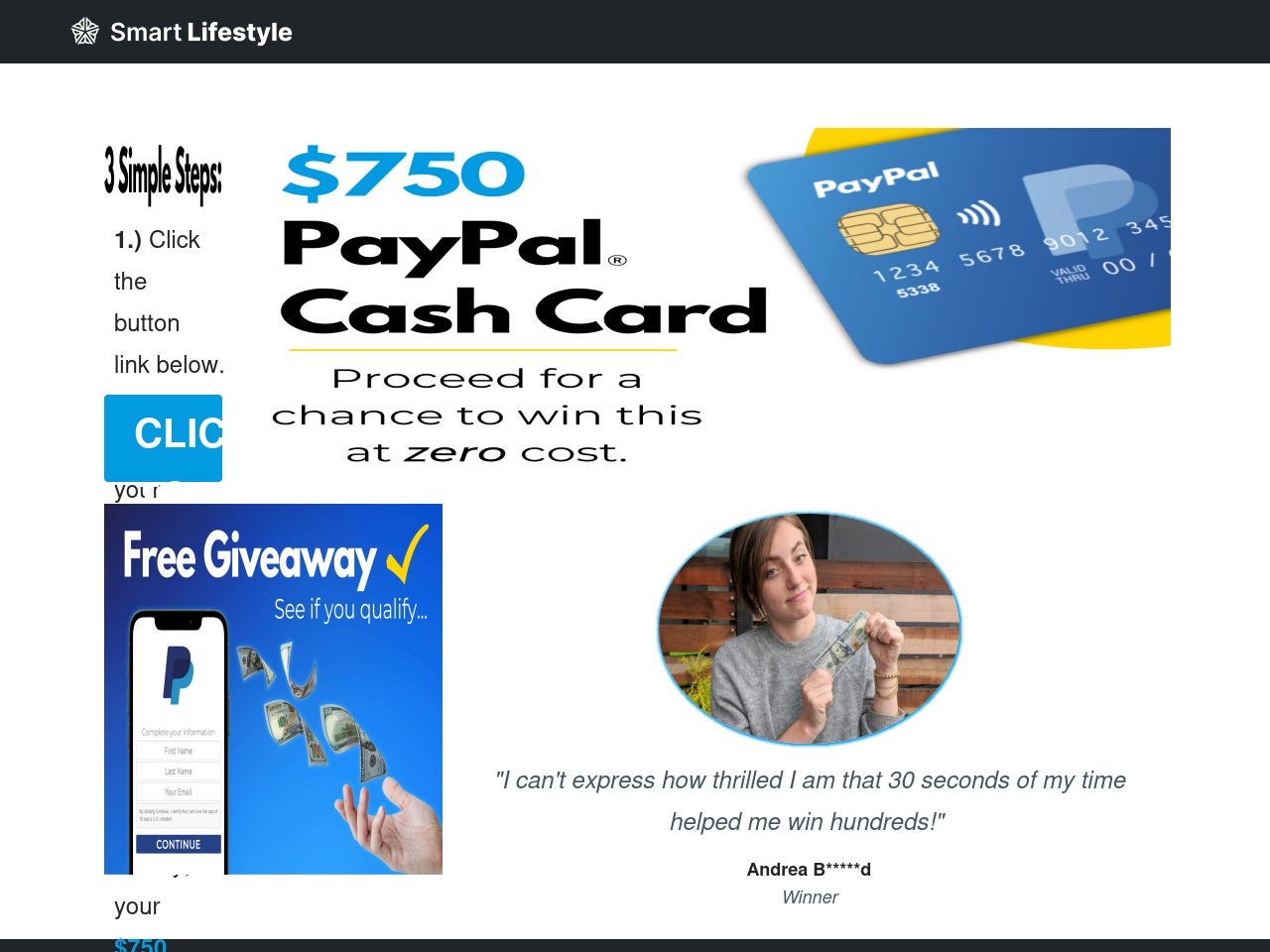 smartlifestyle-paypalgiveaway.com screenshot alt-text
