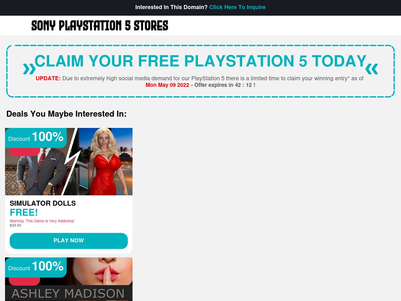 sonyplaystation5stores.com screenshot alt-text