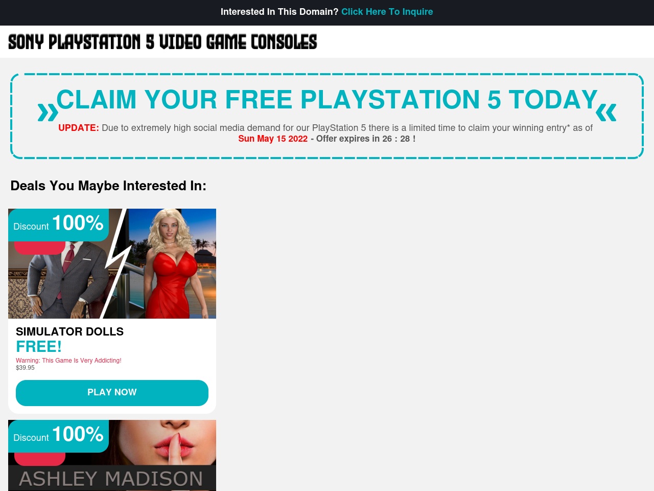 sonyplaystation5videogameconsoles.com screenshot alt-text