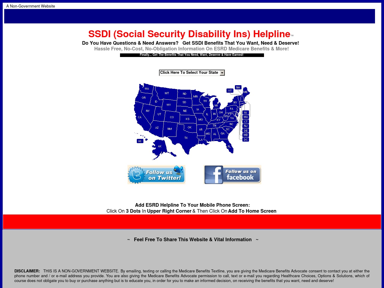 ssdihelpline.com screenshot alt-text