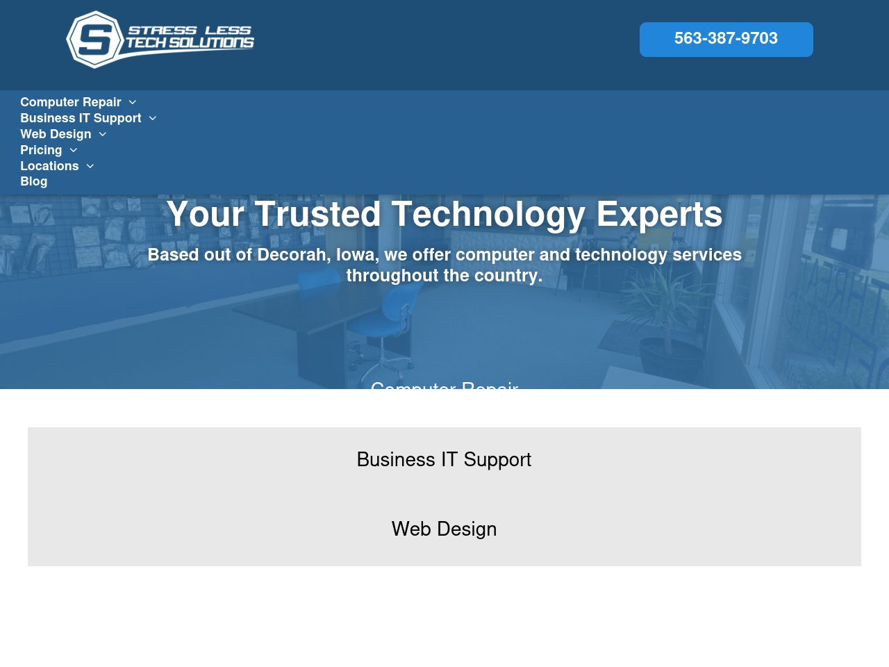 stresslesstechsupport.com screenshot alt-text