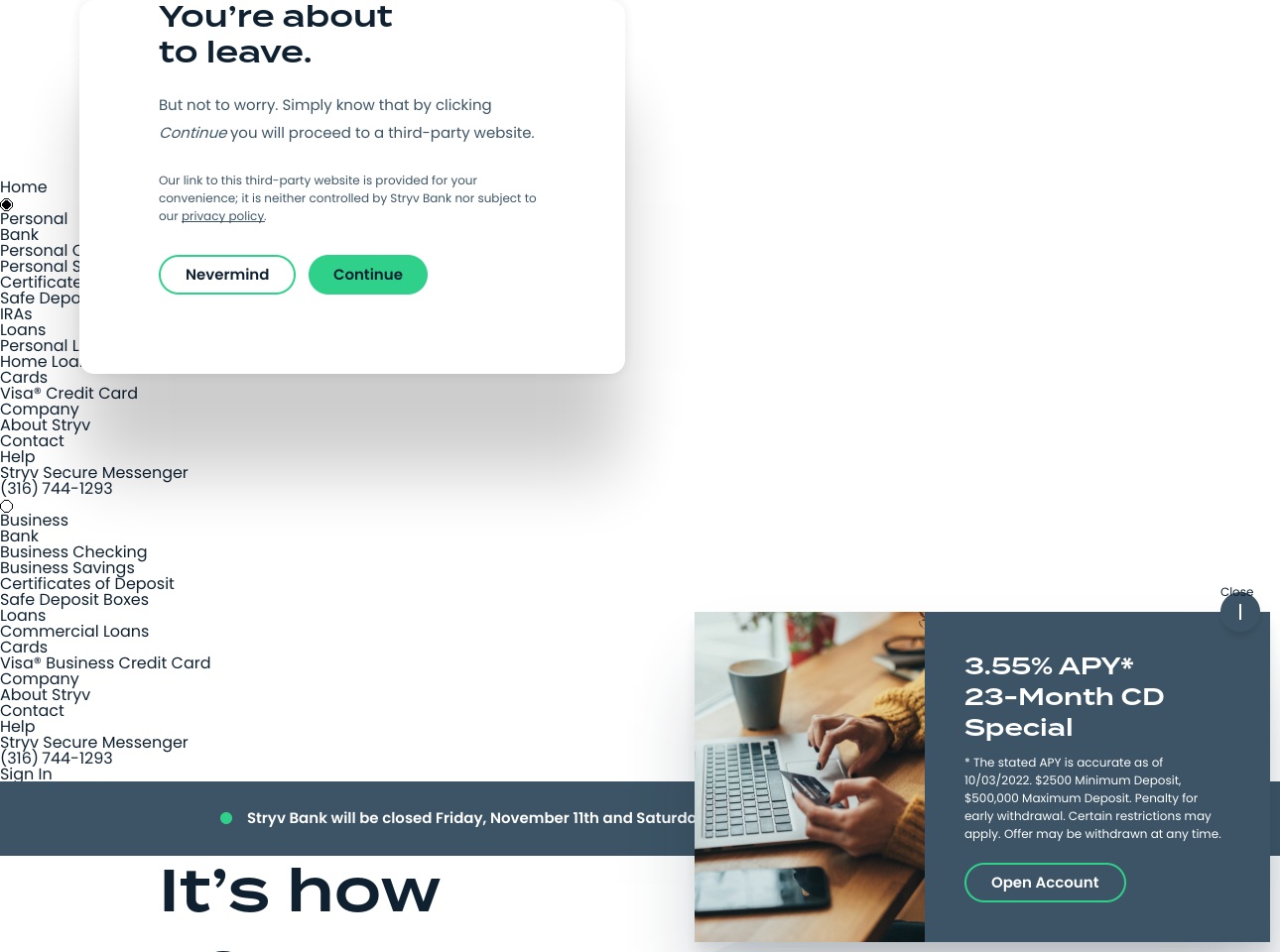 stryvbank.com screenshot alt-text