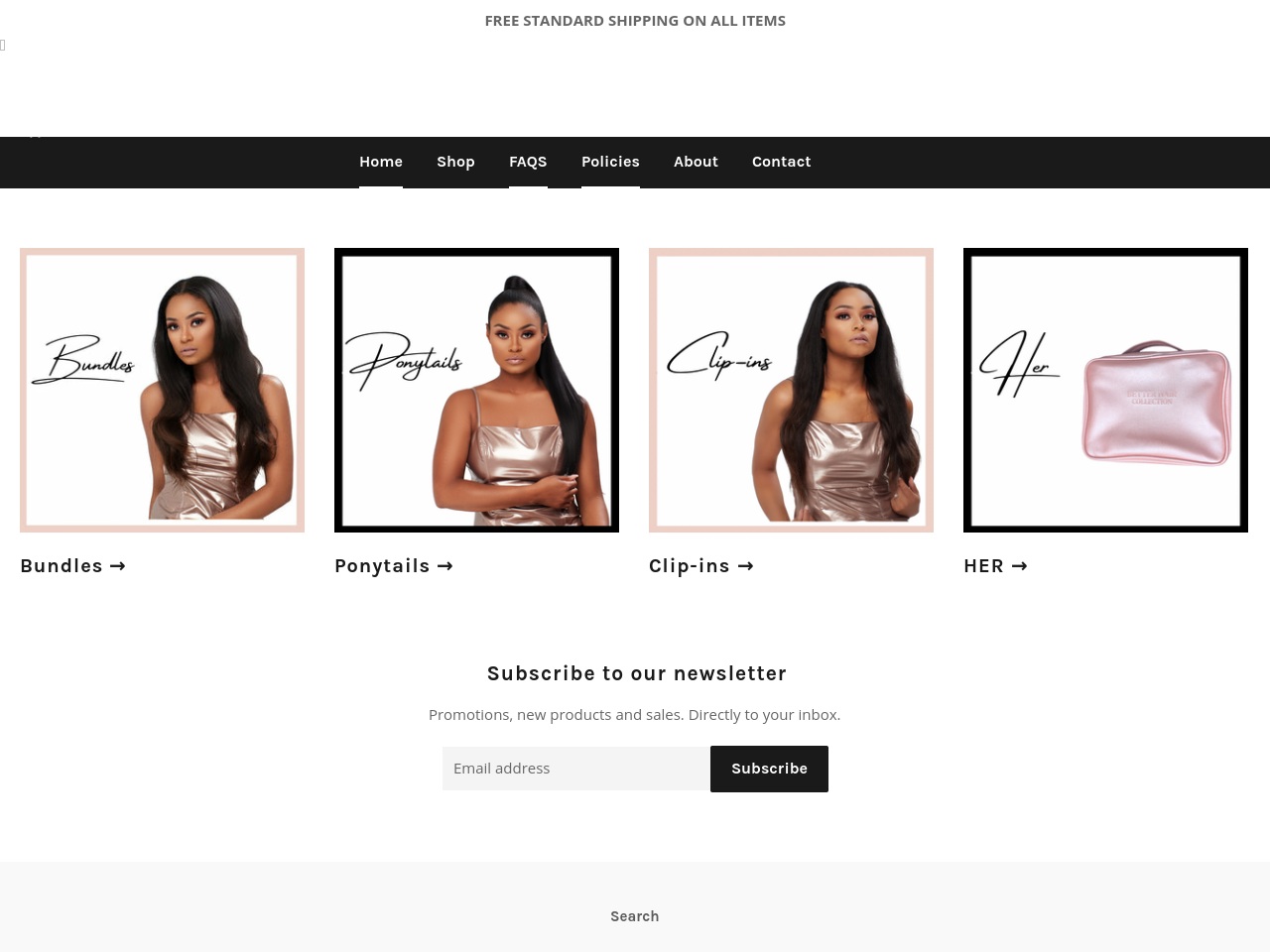 supportbetterhaircollection.com screenshot alt-text