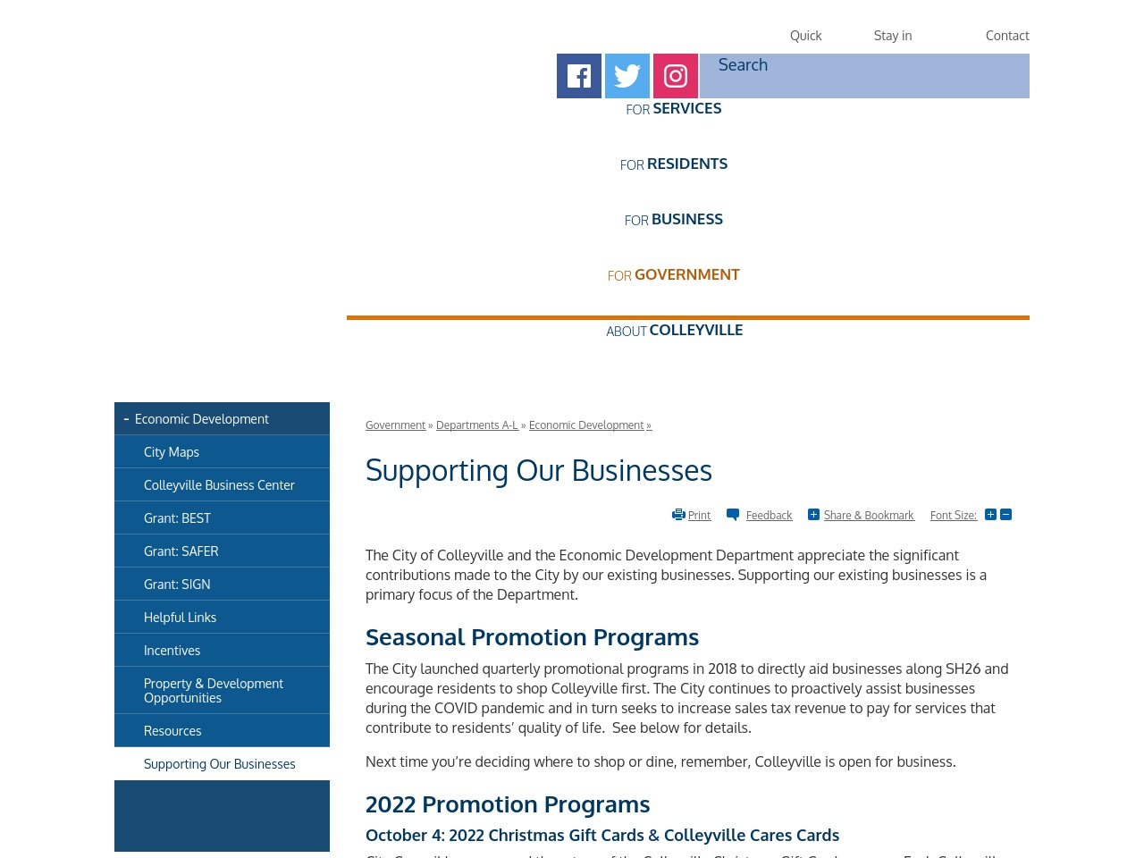 supportcolleyvillebusinesses.com screenshot alt-text