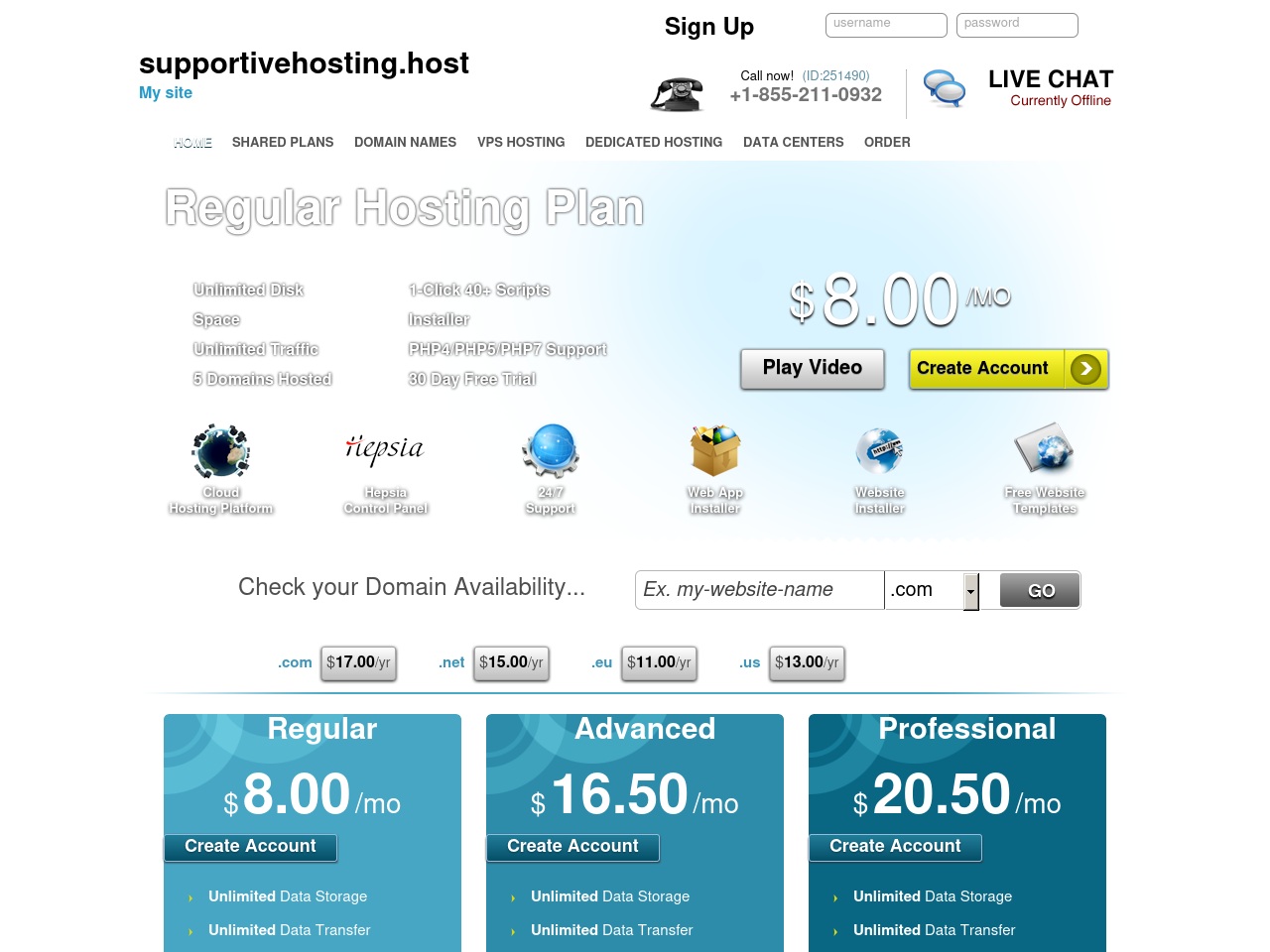 supportivehosting.host screenshot alt-text