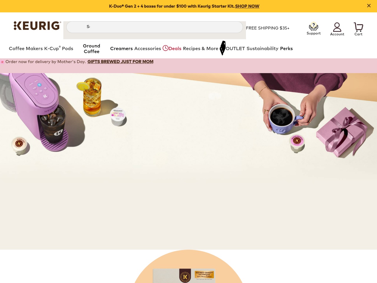 supportkurig.com screenshot alt-text