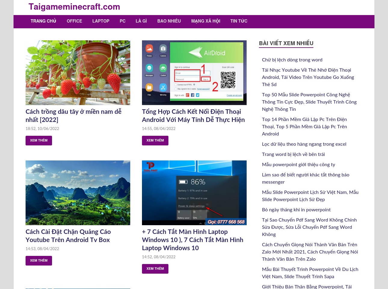 taigameminecraft.com screenshot alt-text