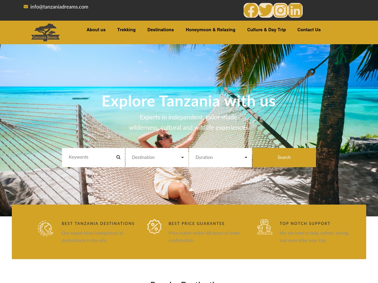 tanzaniadreams.com screenshot alt-text