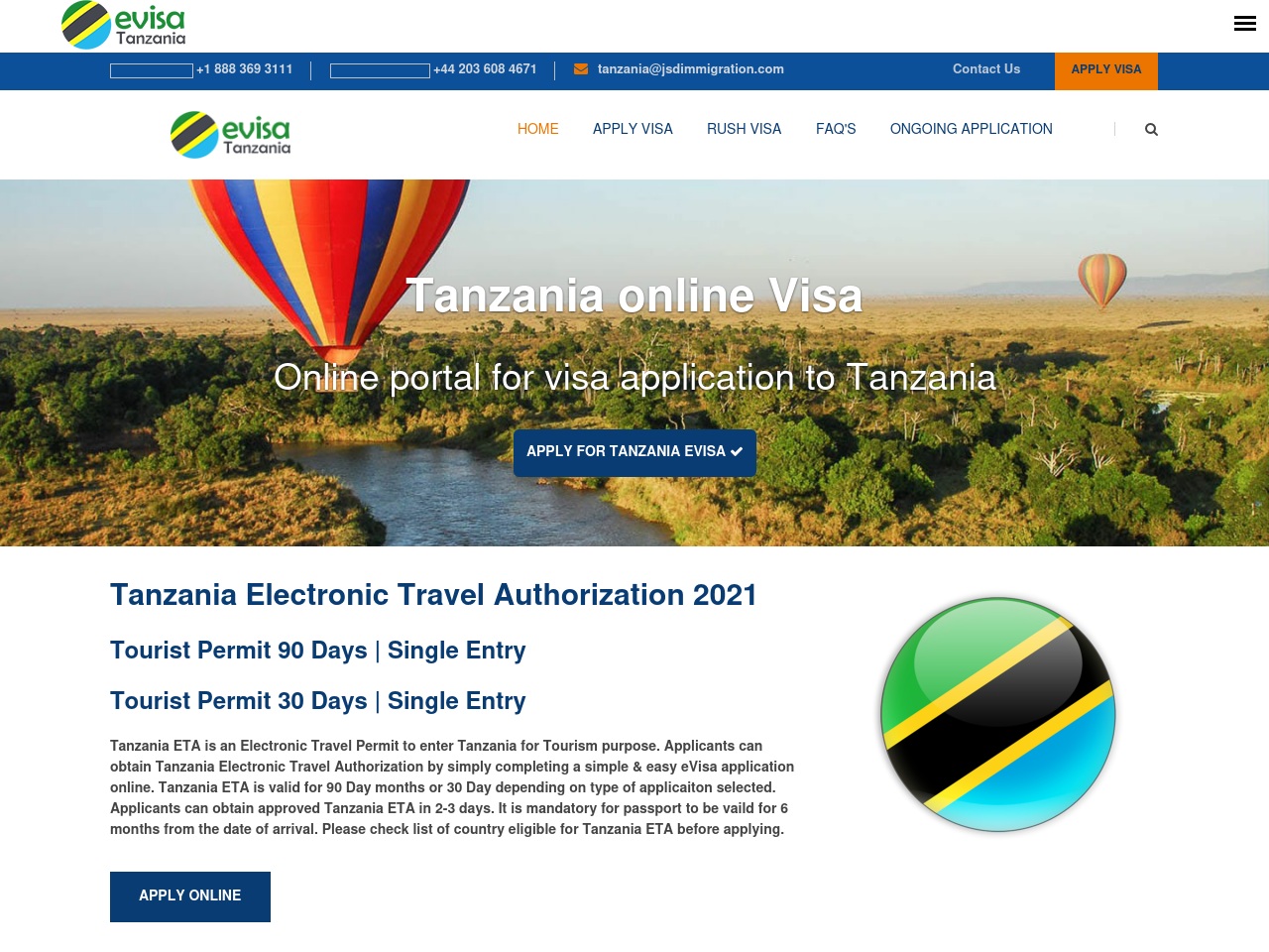 tanzaniavisaservice.com screenshot alt-text
