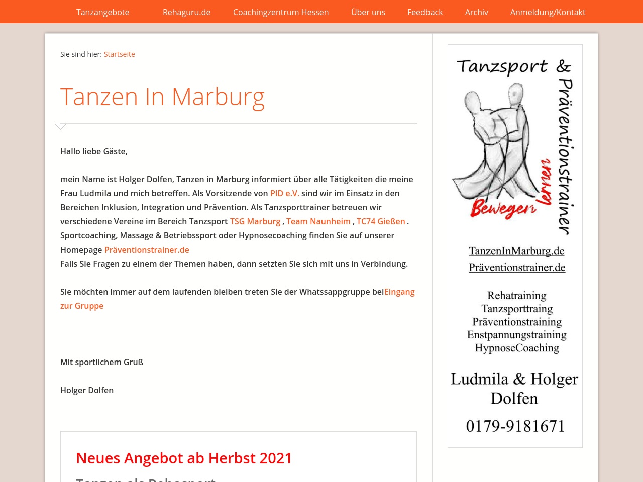 tanzeninmarburg.com screenshot alt-text